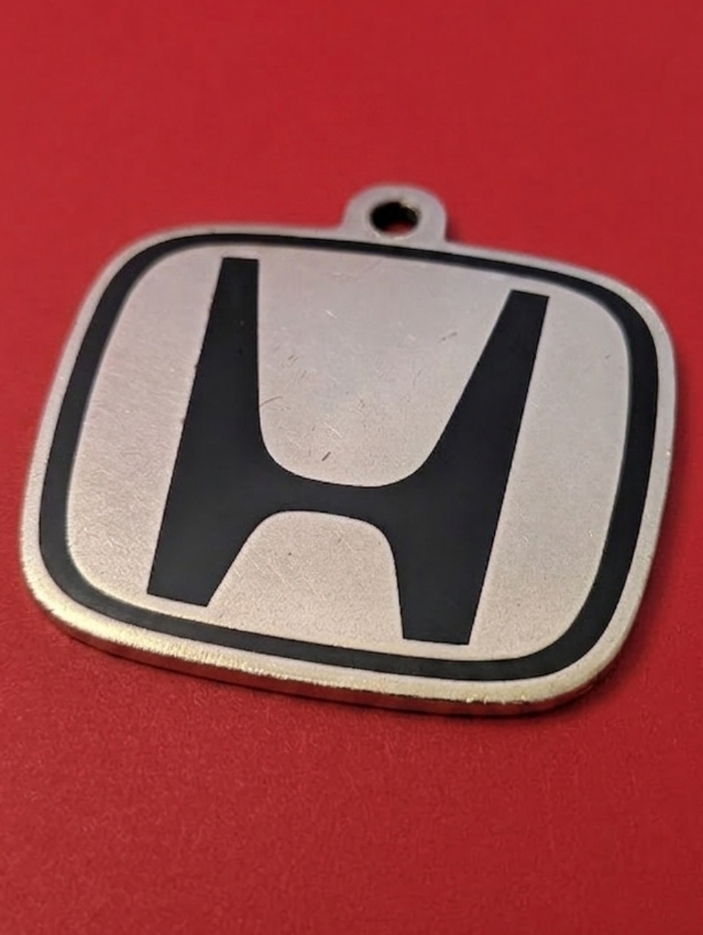 Authentic Vintage Honda Logo Metal Keychain - Silver/Black